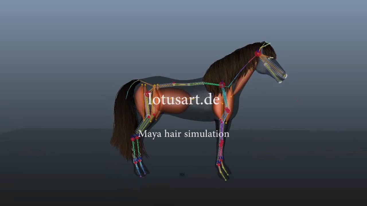 Maya_Pferd_Tier_Hair_Muscle_Simulation <a href="https://www.verbio.de/" rel="nofollow">“VERBIO”</a> 3D modell "Pferd"-Animation