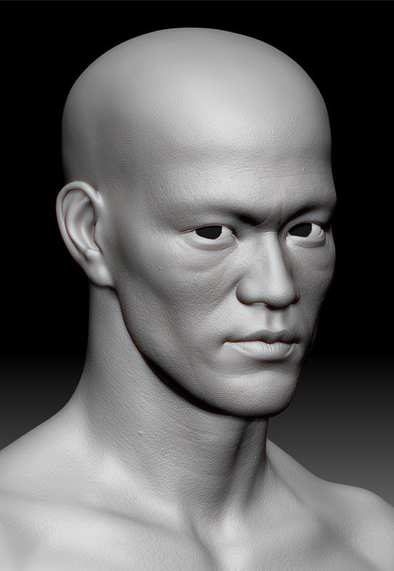 bruce-lee-final-correction-pose-02 "3D Bruce Lee Porträt" - Ultra Realistische virtuelle 3D-Digitale Mensch