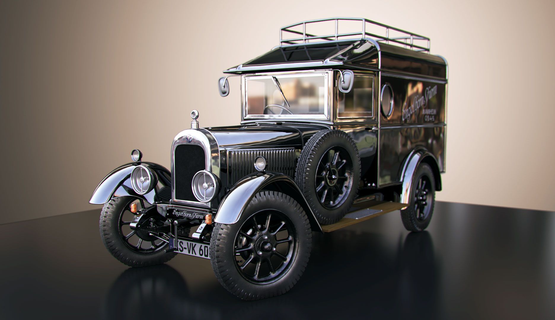 3D Auto Modell oldtimer. Rigging, Rendering, Animation