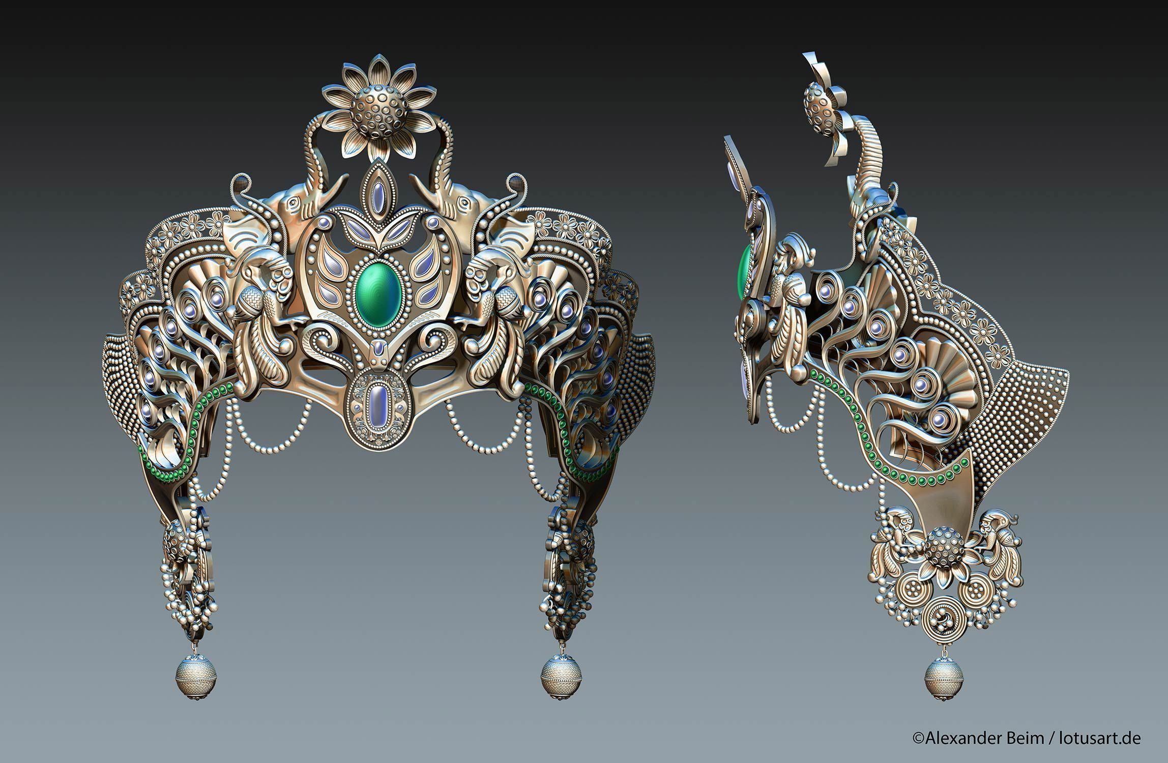 Sculpting_Ornamental_Designs_Krishna_crown Digital sculpting "Krishna Crown "