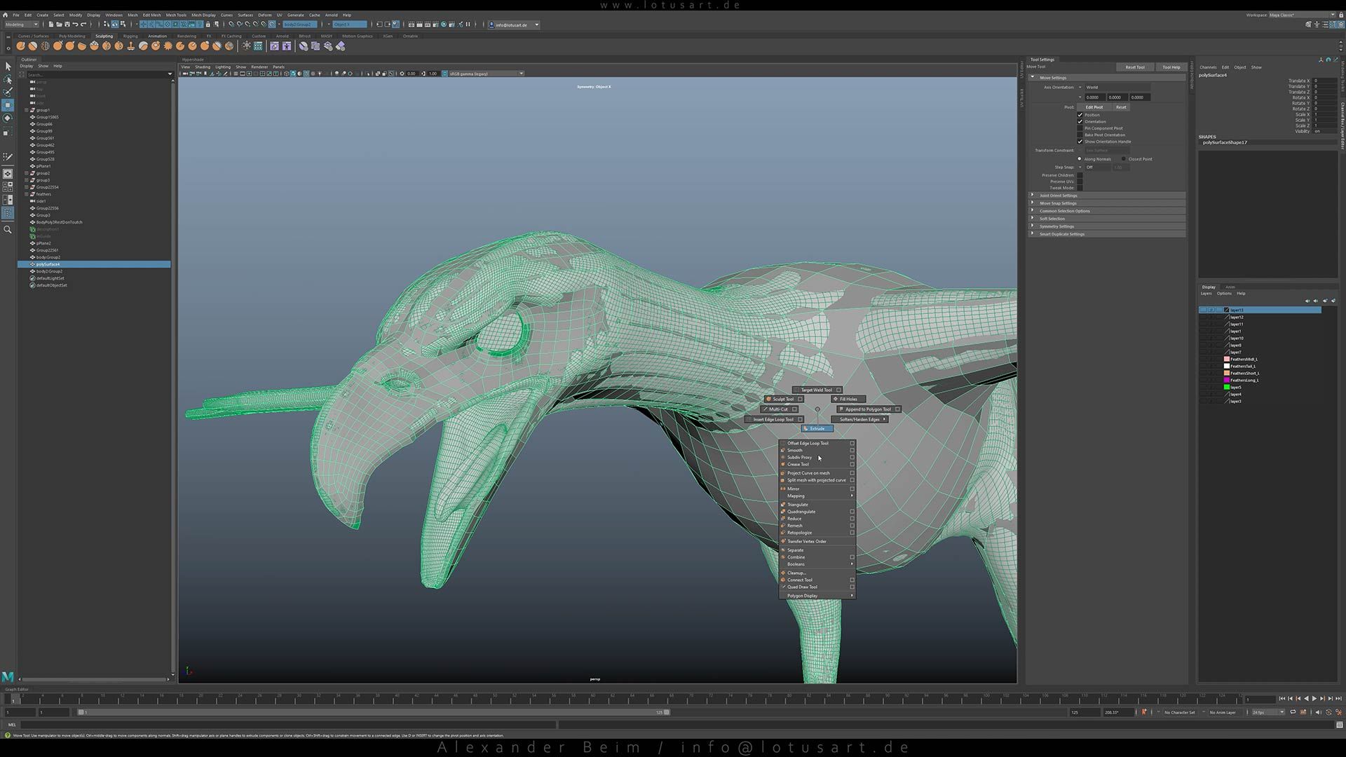 3d_bald_eagle_bird_tutorial_retopology_creation 3D-animiertes Adler-Vogelmodell für den 'Adler Mannheim' Trailer