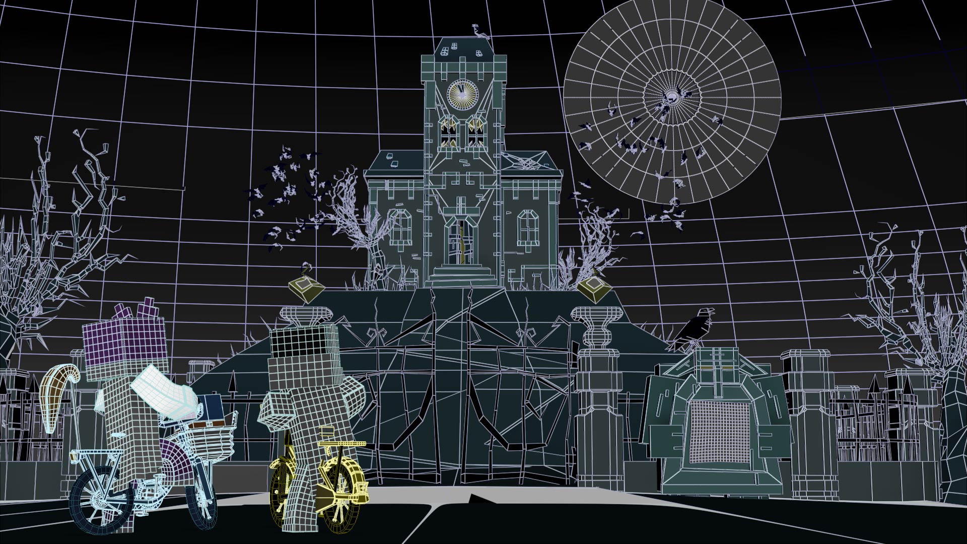 Minecraft_4J_Studios_visualisierung_3D_artist_Alexander_Beim_-Geisterschule_Horror_night_wireframe