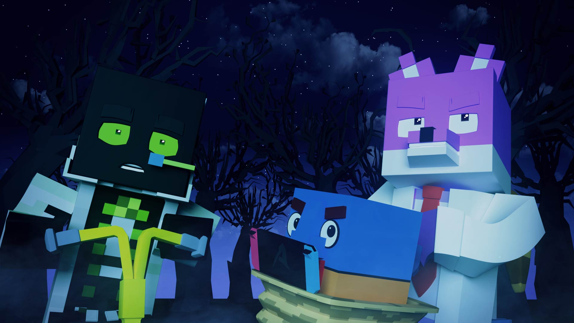 Minecraft_Animation_LotusArt_Geisterschule_Horror_night_Arazhul_Glubbux_Professor_Nase Minecraft Animation. Werbefilm für „Arazhul Comic Adventure 2“