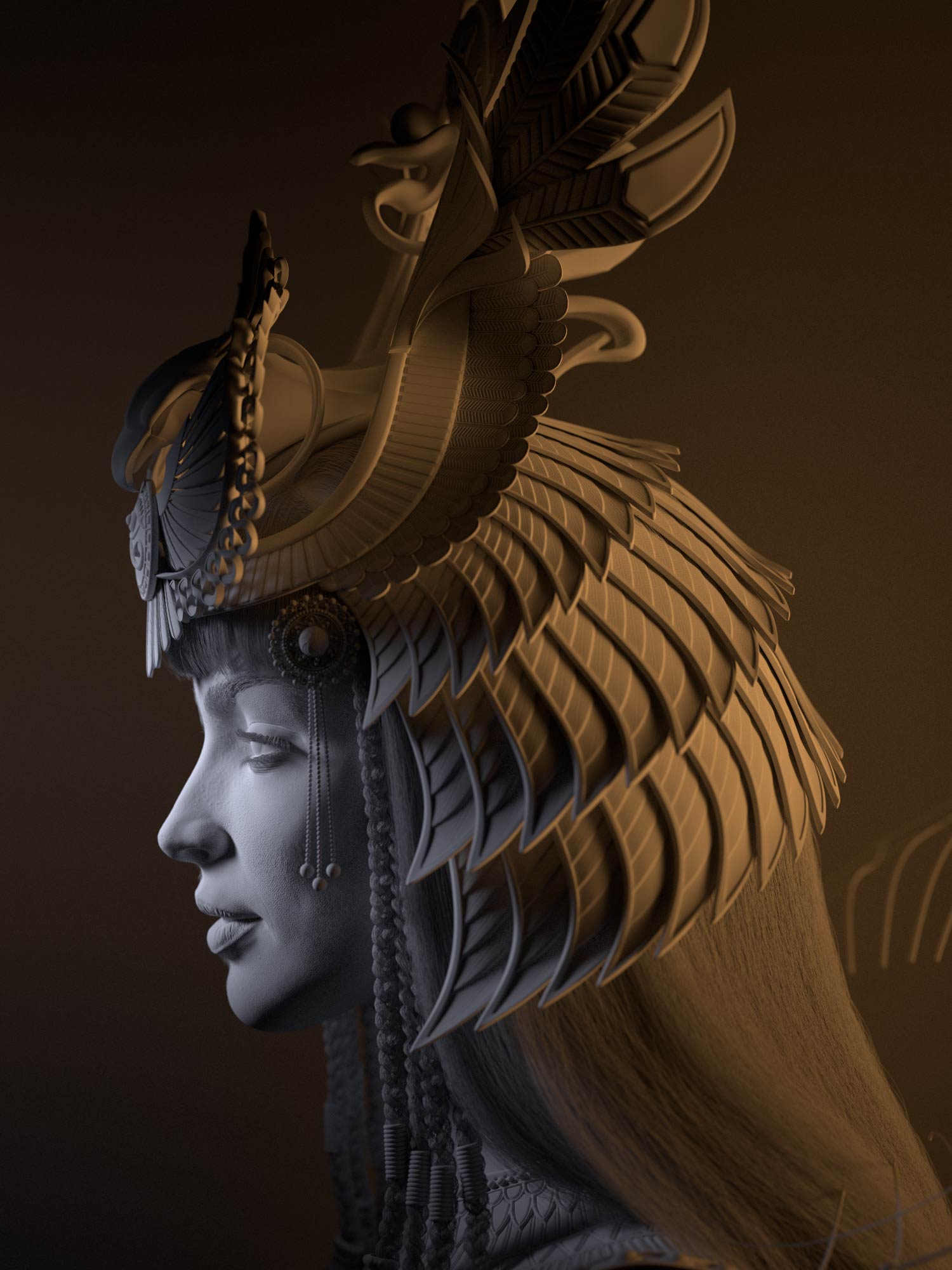 cleopatra_3d_lighting_side_view_digital_csulpting Cleopatra CG Character