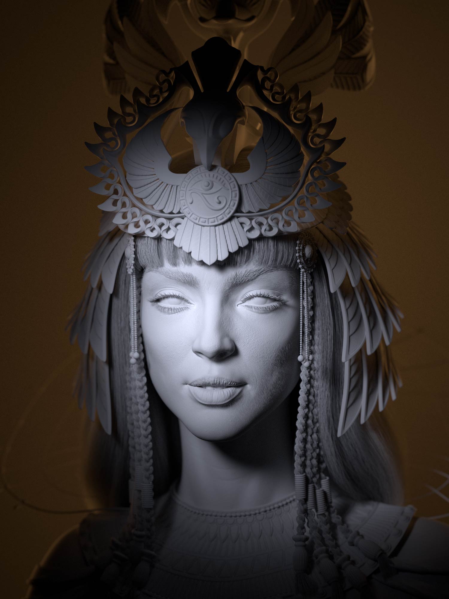 cleopatra_3d_lighting_wireframe_digital_csulpting Cleopatra CG Character