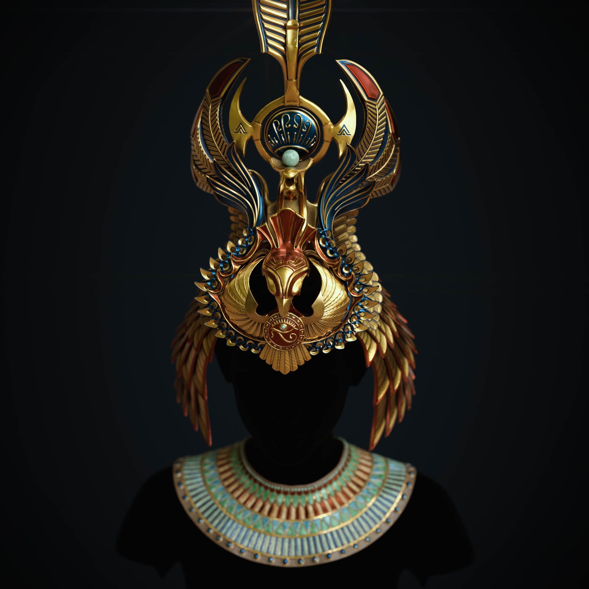 egyptian-queen-crown_substance_painter_texturing_3d_sculpting Egyptian queen crown